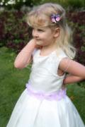 Flower girl dress TW0003BM - Flower girl dress purple ivory satin flowers Taubenweiss 2