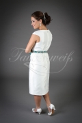 Wedding dress TW0043B - Wedding dress TW0043B short Etui style civil wedding modest taffeta cap-sleeves colored band 3