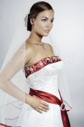 Wedding dress TW0069B - Wedding dress TW0069B red satin silver embroidery A-line sensual long train 2