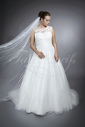 Wedding dress TW0080B - Wedding dress TW0080B A-line tattoo back lace tulle train diamond buttons 1