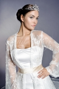 Wedding dress TW0088B - Wedding dress TW0088B satin lace overcoat queenly elegance trumpet sleeves long train 2