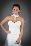 Wedding dress TW0130B - Wedding dress TW0130B mermaid style tulle lace beadings train neck veil 2