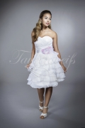 Wedding dress TW0149B - Wedding dress TW0149B short strapless organza multilayer skirt pink flower 1