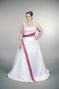 Wedding dress TW0156B - Wedding dress TW0156B satin A-line plus size pink embroidery wide straps train 1
