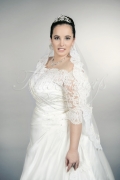 Wedding dress TW0161B - Wedding dress TW0161B plus size XXL satin lace bateau neck 3/4 sleeves train 2