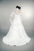 Wedding dress TW0161B - Wedding dress TW0161B plus size XXL satin lace bateau neck 3/4 sleeves train 3