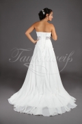 Wedding dress TW0178B - Wedding dress TW0178B modest chiffon silvergrey satin band lace appliques beadings train 3