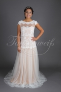 Wedding dress TW0195B - Wedding dress TW0195B Boho ivory nude soft lace stretch blush cap sleeves zipper train 2