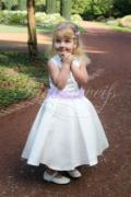 Flower girl dress TW0003BM - Flower girl dress purple ivory satin flowers Taubenweiss 1