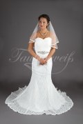 Wedding dress TW0003B - Wedding dress TW0003B mermaid sweetheart lace Rhine stone belt lace-up back train 1