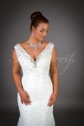 Wedding dress TW0004B - Wedding dress TW0004B mermaid lace beadings dot tulle v-neck glamorous 2