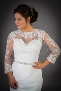 Wedding dress TW0024B - Wedding dress TW0024B mermaid chiffon lace long sleeves detachable train 2