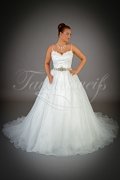 Wedding dress TW0026B - Wedding dress TW0026B glitter tulle organza princess crystal band train spaghetti straps 1