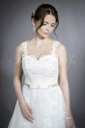 Wedding dress TW0176B - Wedding dress TW0176B two-in-one detachble skirt tulle tattoo lace champagne belt train 5