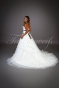 Wedding dress TW0036B - Wedding dress TW0036B A-line tulle brown lace belt beadings train 3