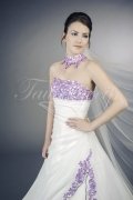Wedding dress TW0040B - Wedding dress TW0040B A-line purple lace beadings organza pleats train lace-up back 2
