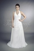 Wedding dress TW0049B - Wedding dress TW0049B modest A-line chiffon pleats short train neckholder halterneck 1