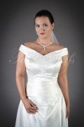 Wedding dress TW0053B - Wedding dress TW0053B modest A-Line satin lace appliques off-the-shoulder no train zipper 2