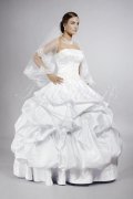 Wedding dress TW0067B - Wedding dress TW0067B pricess satin ruffles embroidery silver no train 1