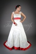 Wedding dress TW0077B - Wedding dress TW0077B red white embroidery beadings fairytale train lace-up 1