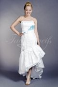 Wedding dress TW0079B - Wedding dress TW0079B front short back long strapless taffeta blue white 1