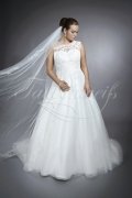 Wedding dress TW0080B - Wedding dress TW0080B A-line tattoo back lace tulle train diamond buttons 1