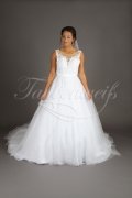TW Dyani - Wedding dress tulle lace waist band deep neckline train 1