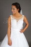 TW Dyani - Wedding dress tulle lace waist band deep neckline train 2