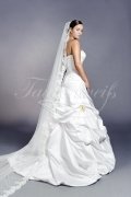Wedding dress TW0087B - Wedding dress TW0087B satin princess draped flowers pearls long bodice train 3