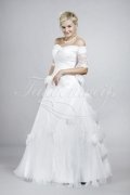 Wedding dress TW0090B - Wedding dress TW0090B A-line lace tulle flowers off-zhe-shoulder sleeves no train 1