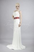 Wedding dress TW0091B - Wedding dress TW0091B chiffon column red belt halterneck train 1