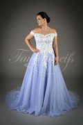 Wedding dress TW0101B - Wedding dress TW0101B blue A-line tulle lace off-the-shoulder train 1