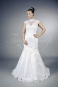 Wedding dress TW0107B - Wedding dress TW0107B mermaid lace tulle with bolero covered back cap sleeves train 1