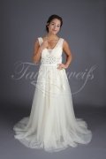 Wedding dress TW0110B - Wedding dress TW0110B nude look lace tulle beads train deep back sexy 1