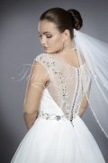 Wedding dress TW0117B - Wedding dress TW0117B A-line tulle transparent back sparkling Rhine stones train diamond buttons 2