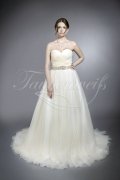 Wedding dress TW0120B - Wedding dress TW0120B tulle organza A-line blush glitter sparkling belt train buttons 1