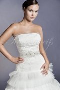 Wedding dress TW0125B - Wedding dress TW0125B alternating laces Vintage charms beaded waist band no train 2