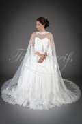 Wedding dress TW0131B - Wedding dress TW0131B A-line tulle lace beadings detachable cape train 1
