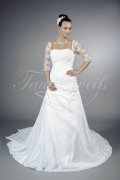 Wedding dress TW0134B - Wedding dress TW0134B taffeta A-line lace sleeves rectangular neckline long train 1