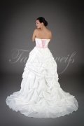 Wedding dress TW0137B - Wedding dress TW0137B taffeta tulle pink lace appliques flowers fairytale lace-up train 3