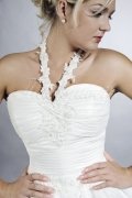 Wedding dress TW0138B - Wedding dress TW0138B A-line organza cascading layers neckholder pleats train 2