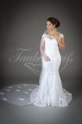 Wedding dress TW0141B - Wedding dress TW0141B mermaid style tulle lace bateau neck train buttons 1