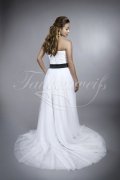 Wedding dress TW0144B - Wedding dress TW0144B short strapless dress detachable long tulle skirt black waist band train 3