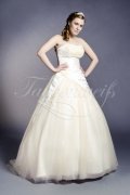 Wedding dress TW0147B - Wedding dress TW0147B ball gown tulle skirt satin lace appliques beadings champagne 1