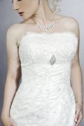 Wedding dress TW0152B - Wedding dress TW0152B trumpet style lace straight neckline detachable train 2