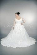 Wedding dress TW0157B - Wedding dress TW0157B organza tulle pricess XXL big size lace appliques sleeves 1