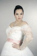 Wedding dress TW0158B - Wedding dress TW0158B tea-length plus size XXL tulle lace pink A-line sleeves 2
