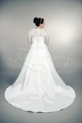Wedding dress TW0166B - Wedding dress TW0166B A-line plus size XXL satin lace trumpet sleeves pleats train covered back 3