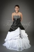 Wedding dress TW0199B - Wedding dress TW0199B taffeta A-line black and white embroidery beadings strapless train 1