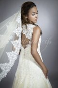 Wedding dress TW0202B - Wedding dress TW0202B A-line two colors cap sleeves keyhole back short train 2